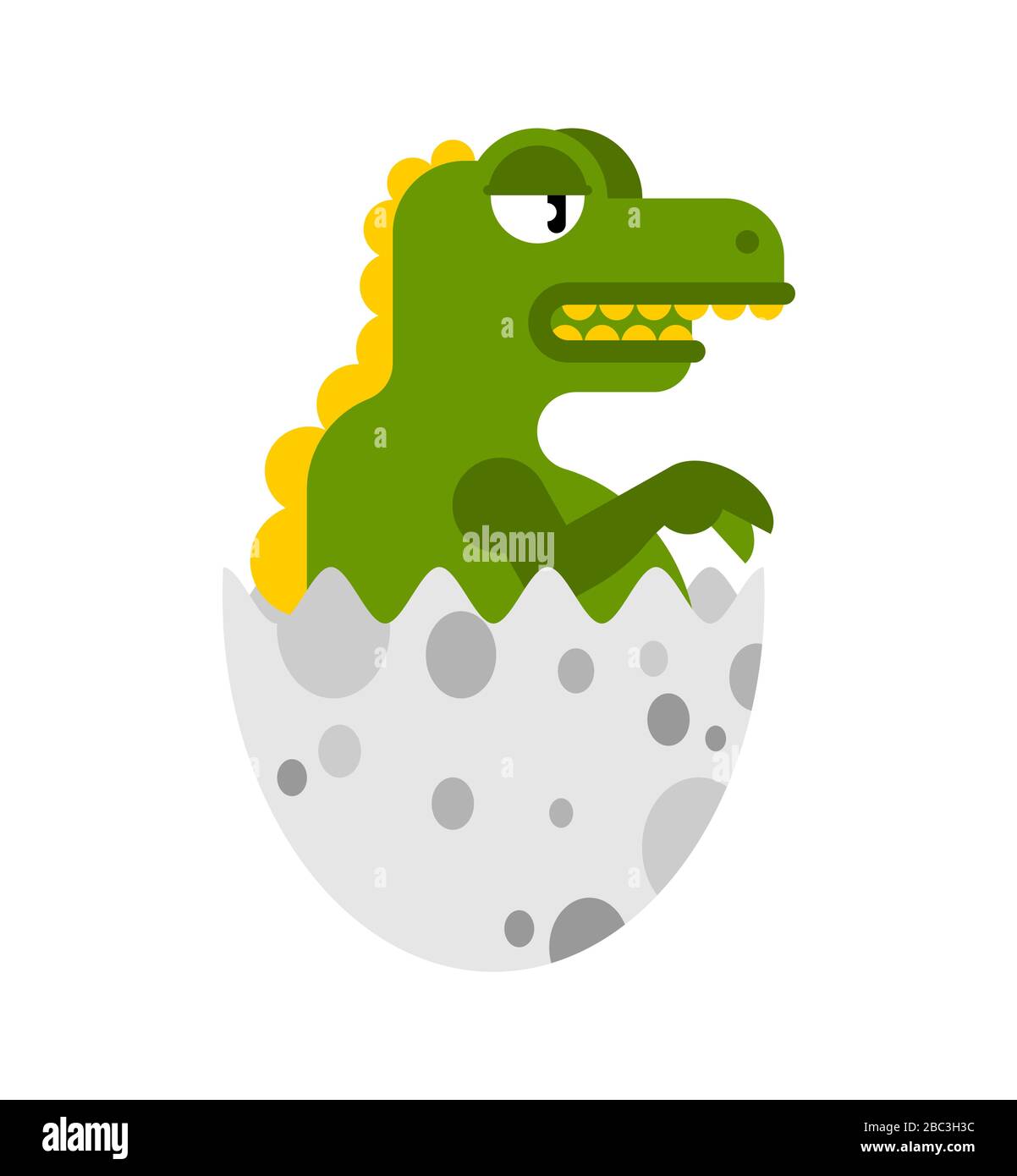 Dinosaur in egg. Small dyno in shell. Cartoon vector illustration Stock Vector