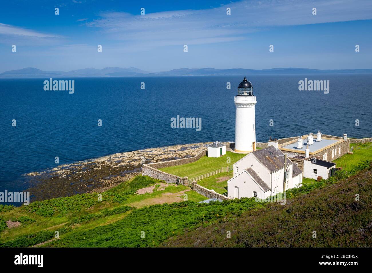 Lighthouse of Davaar - small island, wich is only available by land in low tide. Kintyre, Scotland Stock Photo