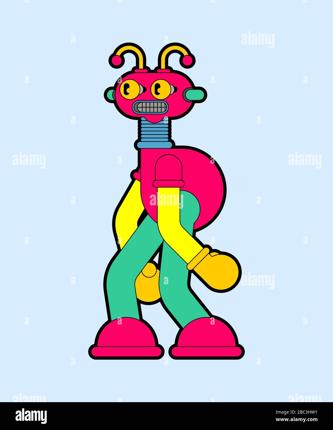 Cartoon Robot toy isolated. Retro plaything Technology cyborg vector illustration Stock Vector