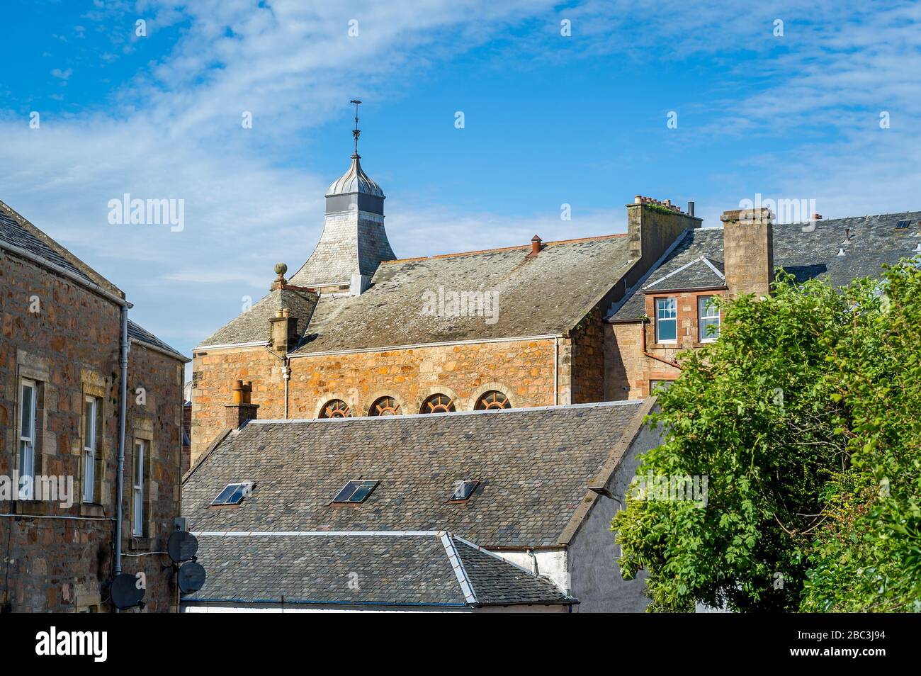 Old buildings of Campbeltown. Roofs and stone walls, Kintyre, Scotland. Stock Photo