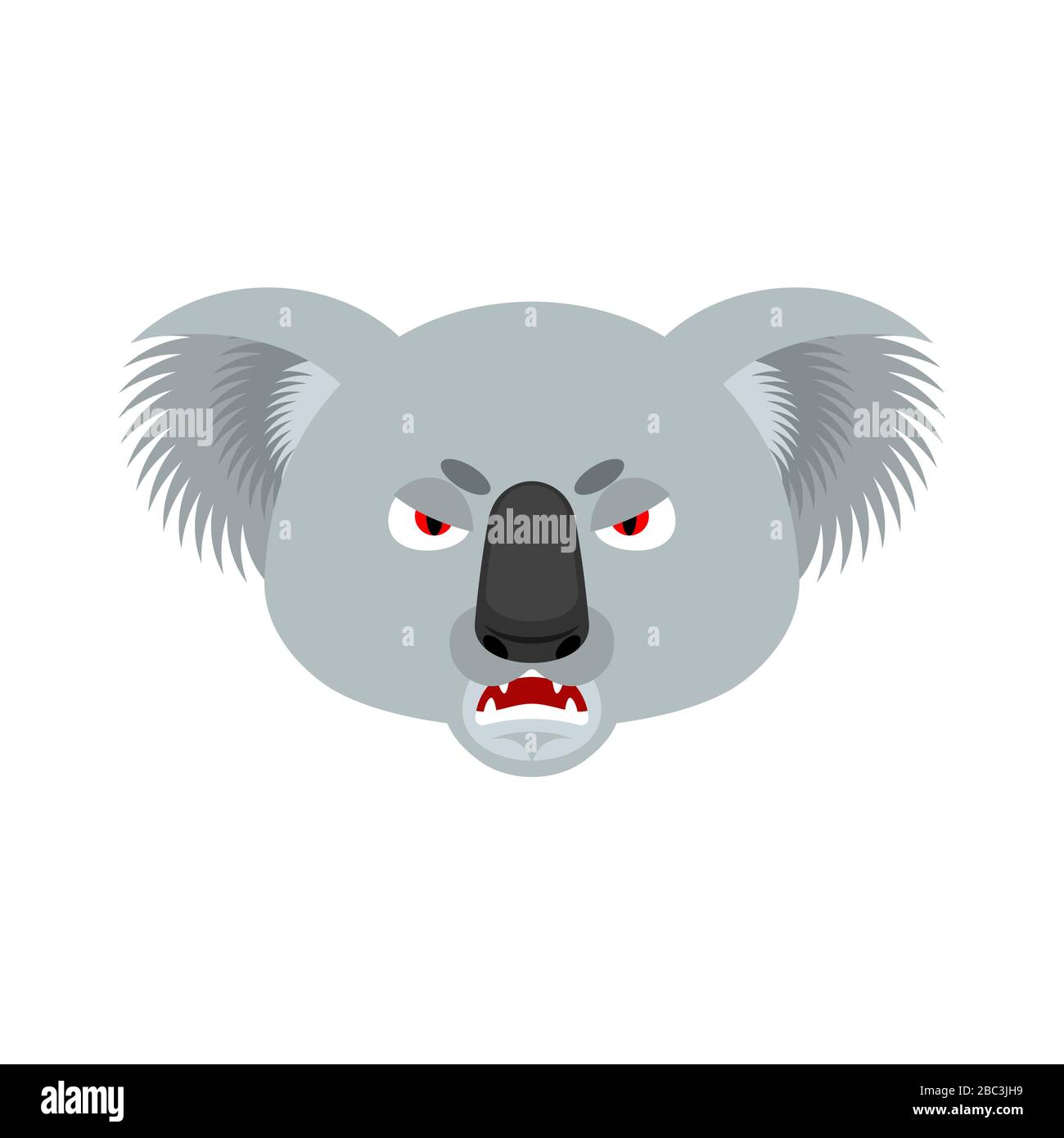 Koala angry emoji. koala bear evil emotions avatar. Beast aggressive