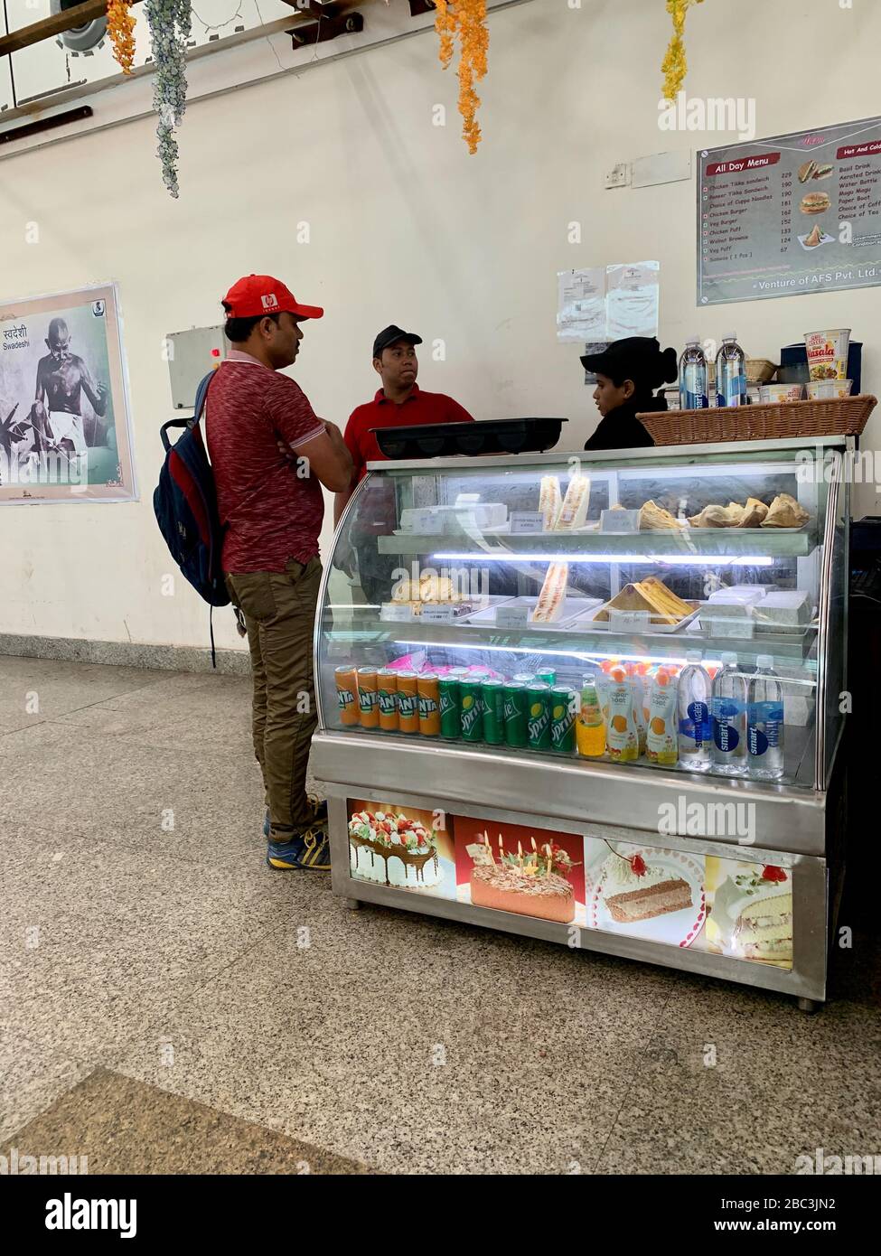 Food vendor at airport Stock Photo