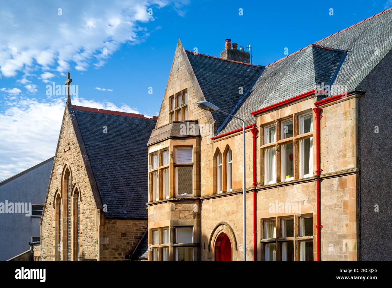Historic facades of Campbeltown. Hebrides trip, Scotland. Stock Photo