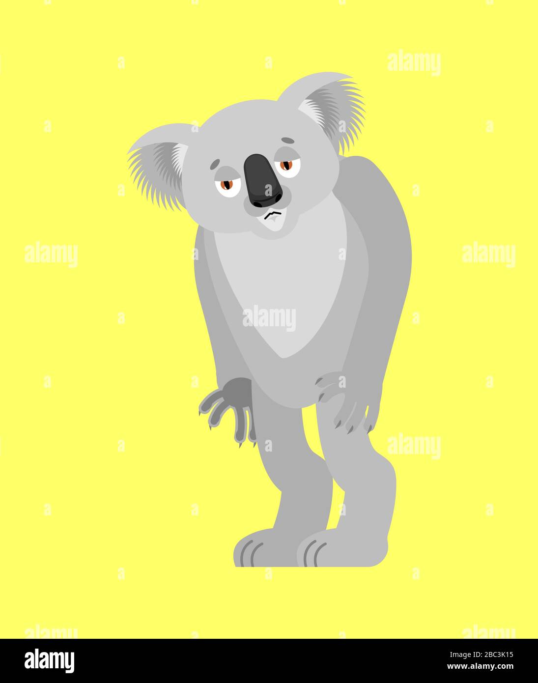 Koala sad. koala bear sorrowful. Beast dull. Vector illustration Stock Vector