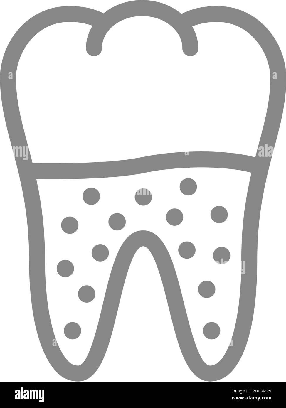 Tooth decay line icon. Unhealthy tooth, caries, periodontitis symbol Stock Vector