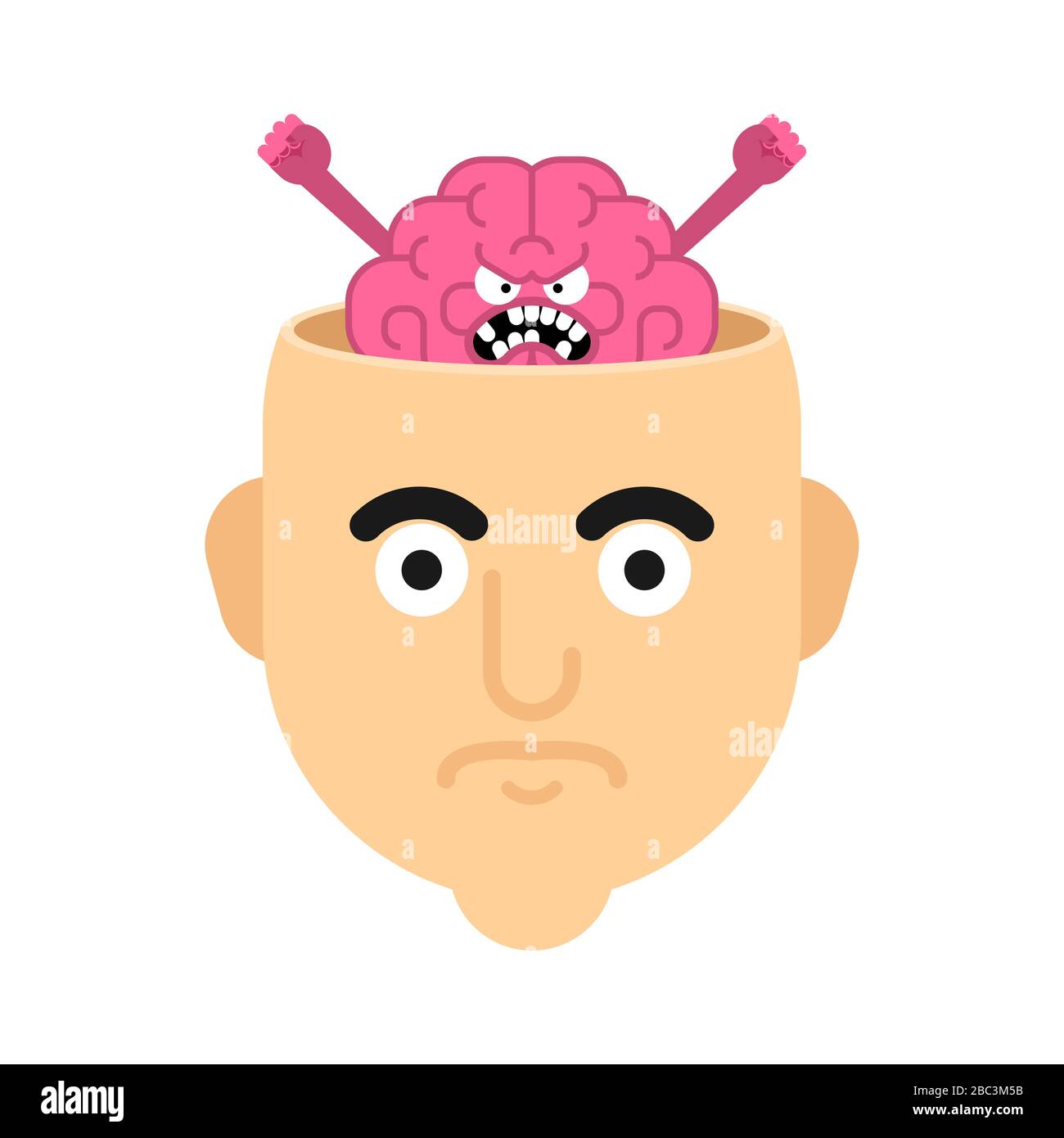 Bad Brain in head isolated. Bad thoughts. vector illustration Stock ...