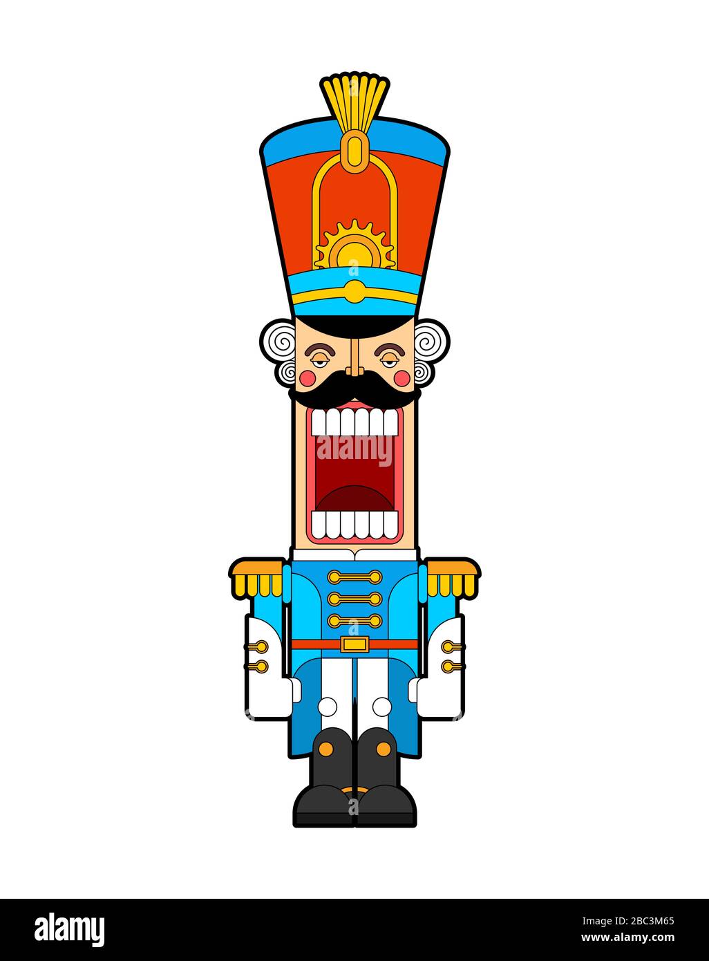Nutcracker retro soldier. Wooden Guardsman. Hussar toy. vector illustration Stock Vector