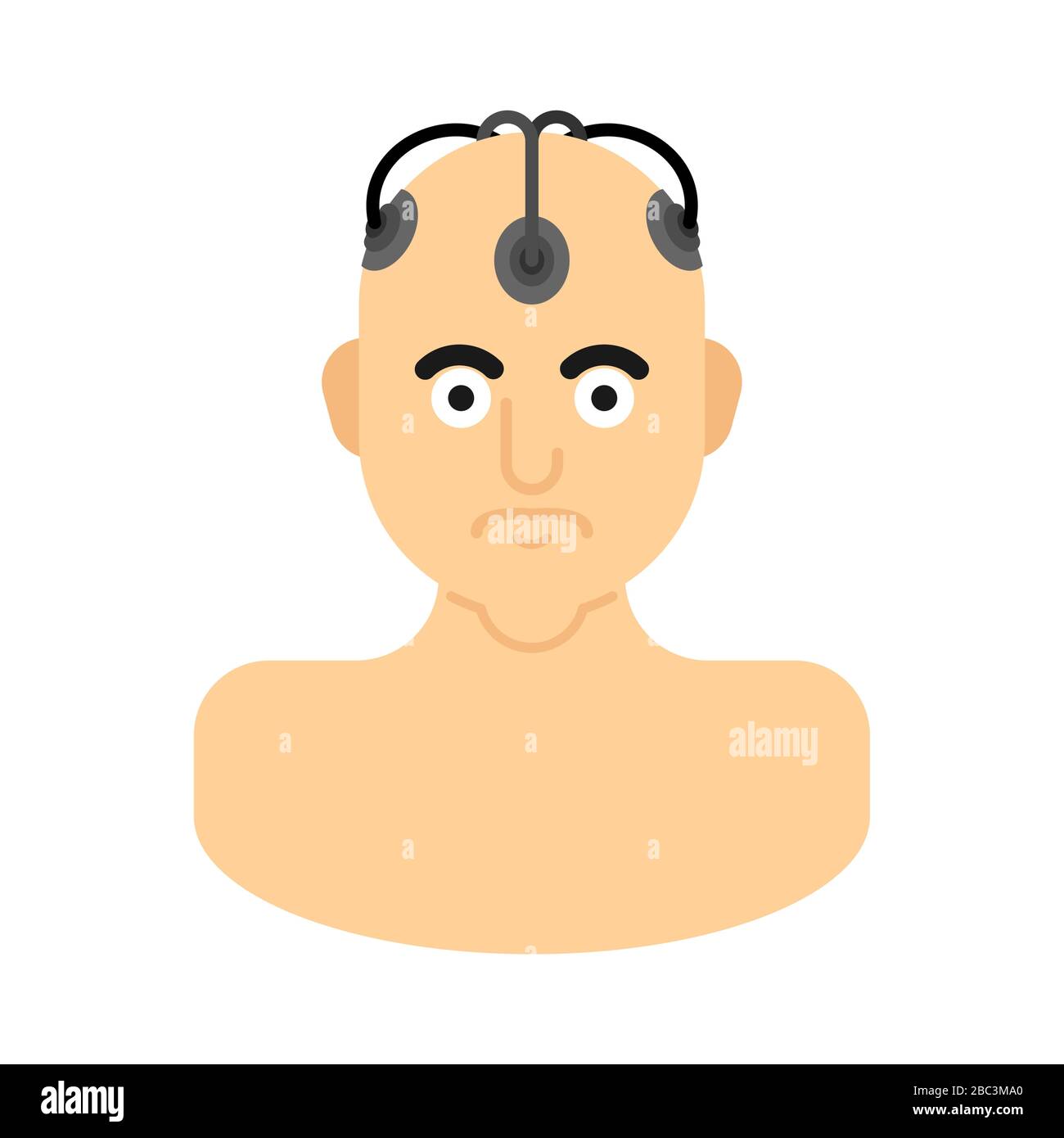 Wires from head. Future technology consciousness. Artificial Intelligence vector illustration Stock Vector