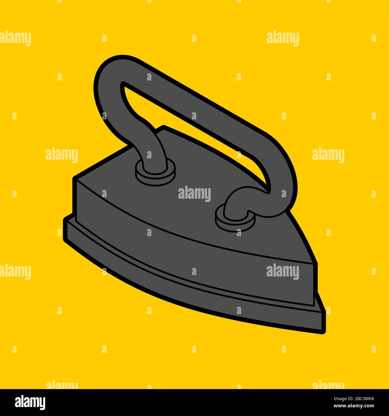 Old retro iron isolated. Heavy heated metal appliance for ironing linen ...