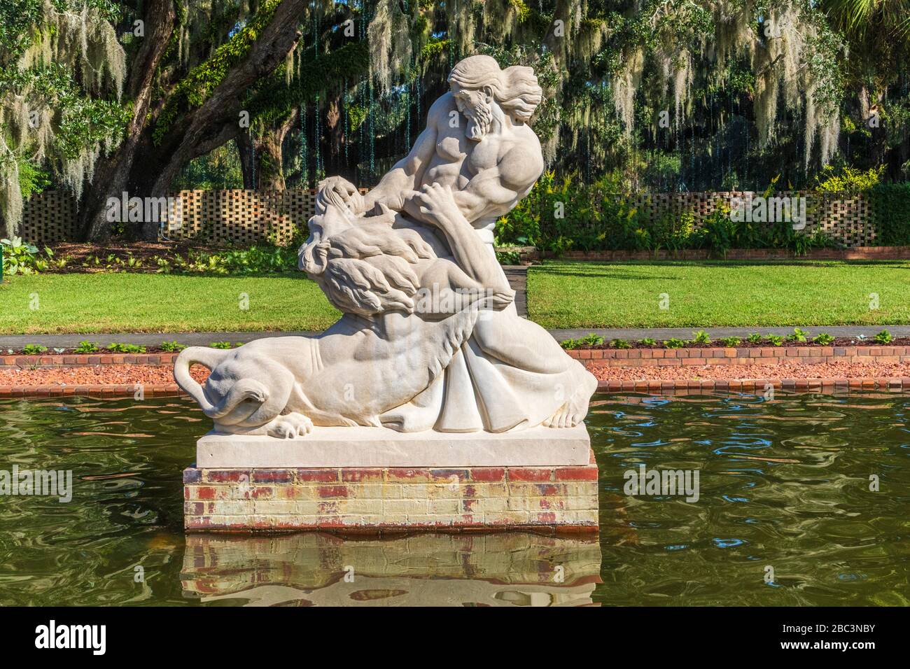 Samson and the Lion sculpture in Brookgreen Gardens in South Carolina. Stock Photo