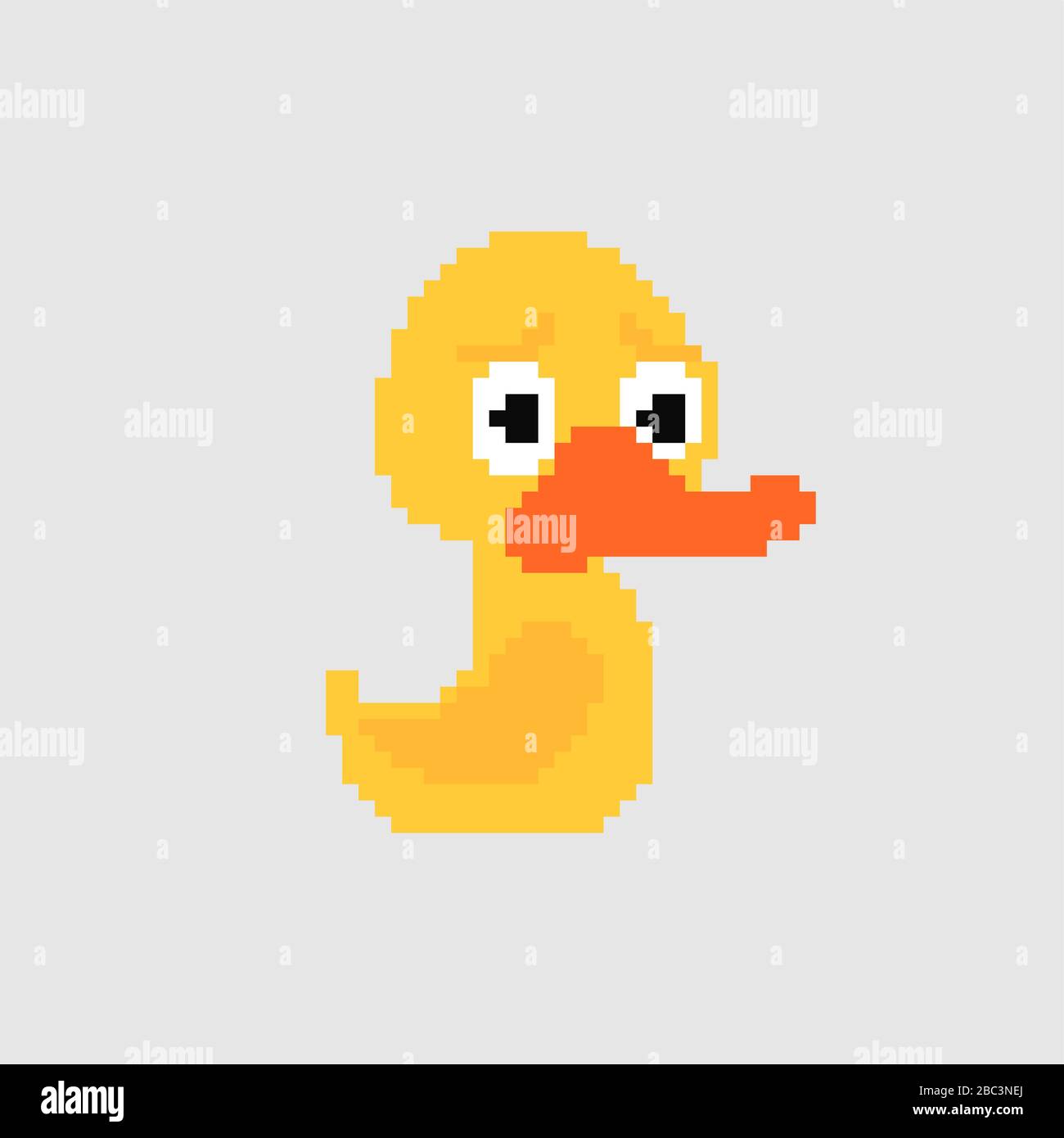 Rubber duck pixel art. Toy 8 bit. Pixelate vector illustration Stock