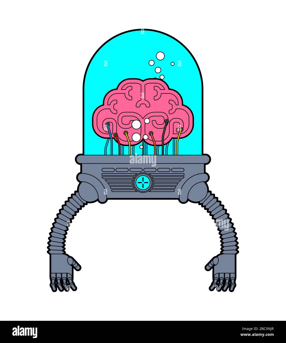 Brain with robot hands. Artificial intelligence with human organs ...