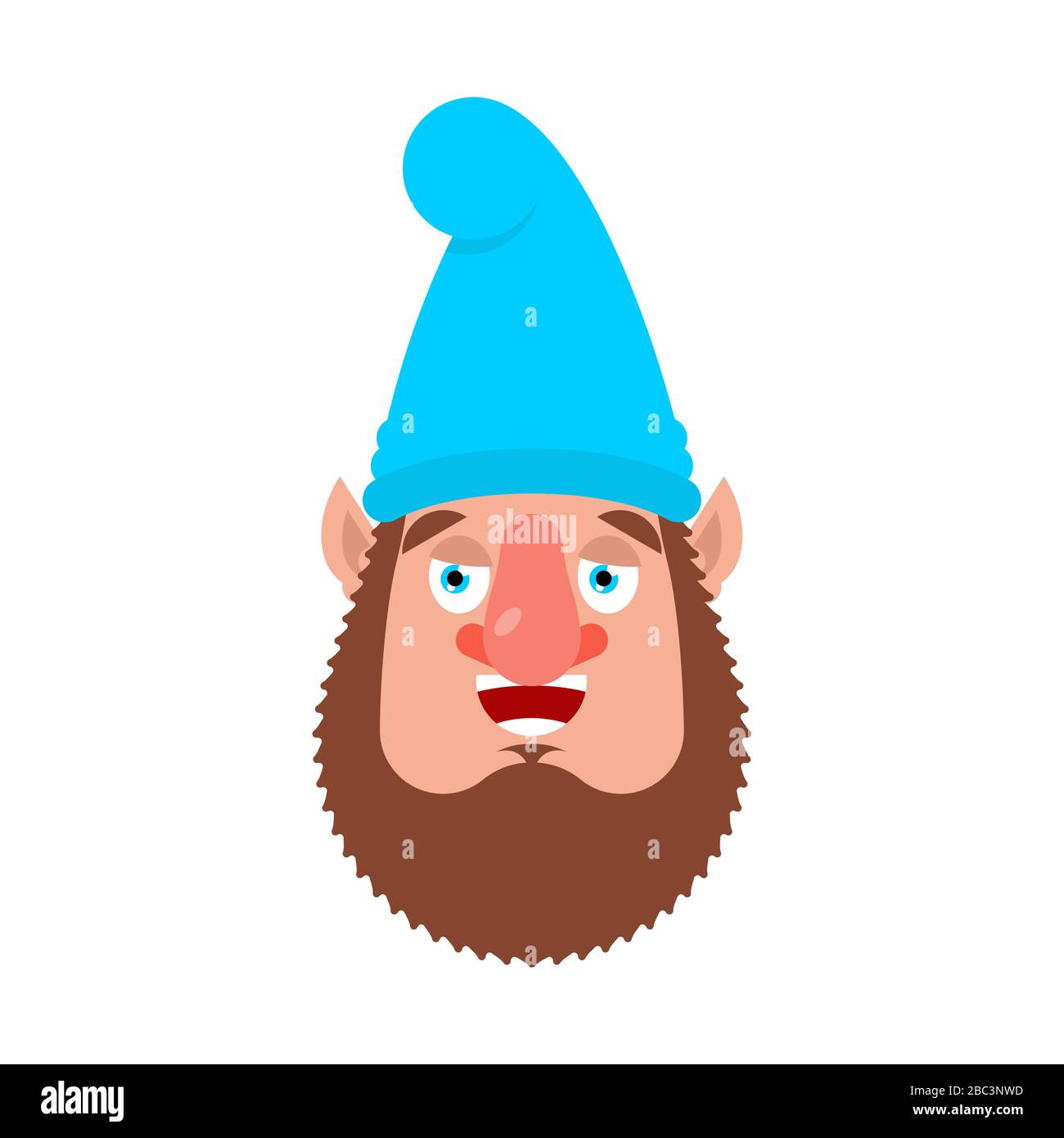 Garden gnome happy emoji. dwarf merry emotions, Joyful. Vector