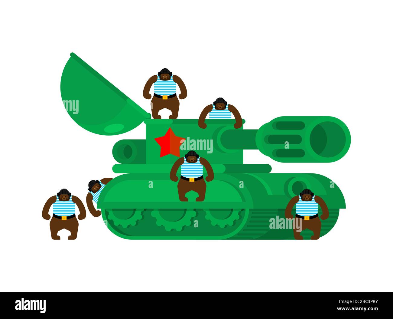 Bear Tankman. beast in tank. Greeting card Template 23 February. Defender of Fatherland Day. Template for postcard, poster, flyer Stock Vector