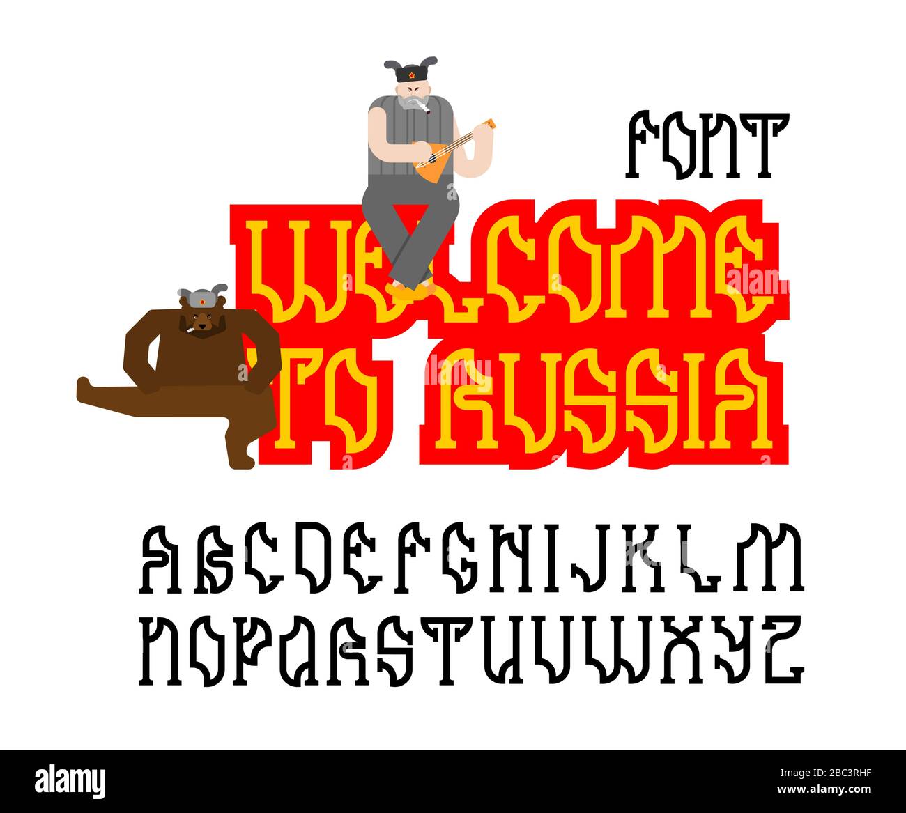 Russian old font. National Folk alphabet Russia. Retro ABC sign. Vector ...