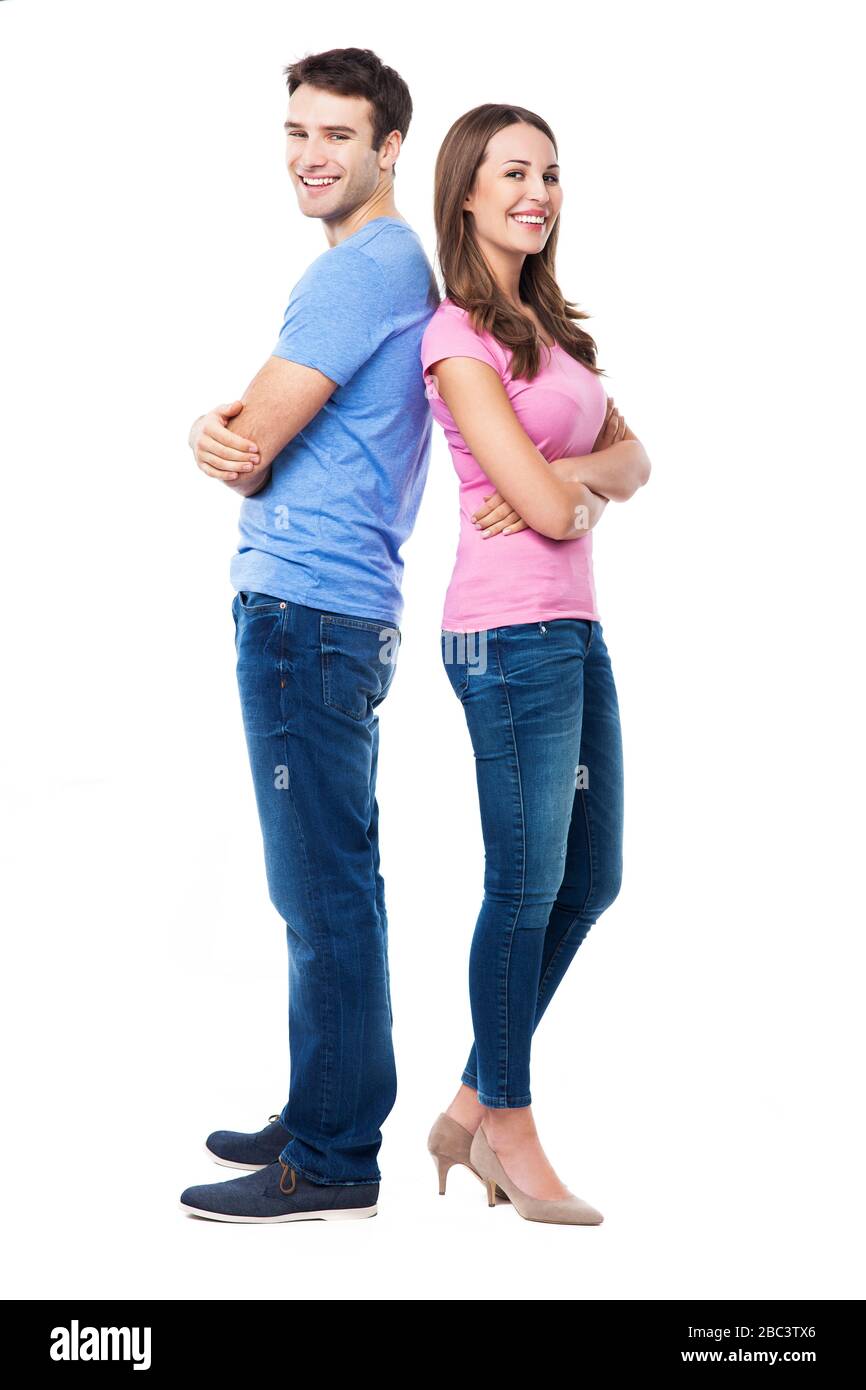 Young couple over white background Stock Photo