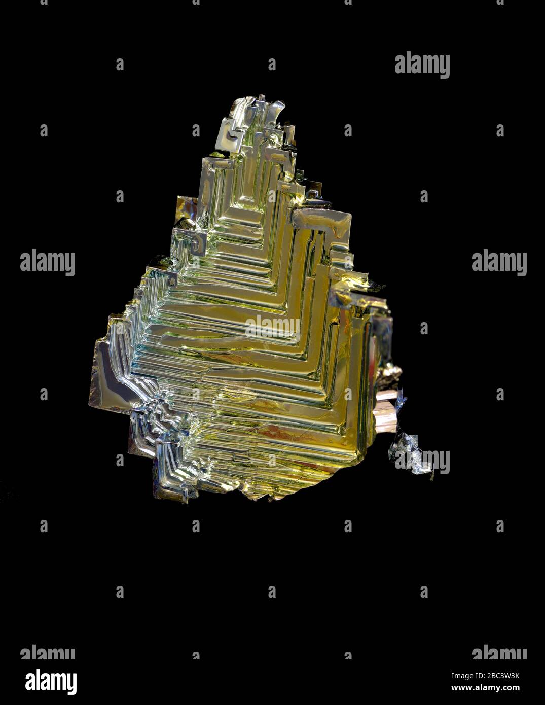 Bismuth crystal on black background Stock Photo - Alamy