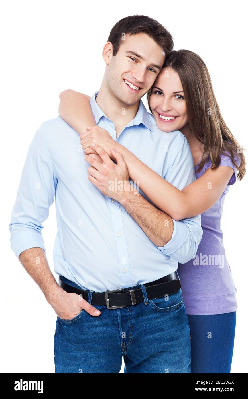 Young couple over white background Stock Photo