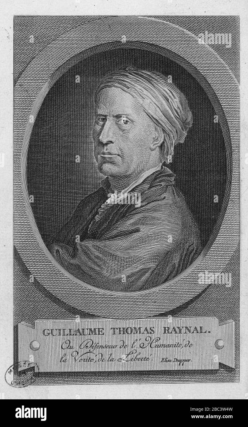 Guillaume Thomas Raynal 1782. Stock Photo