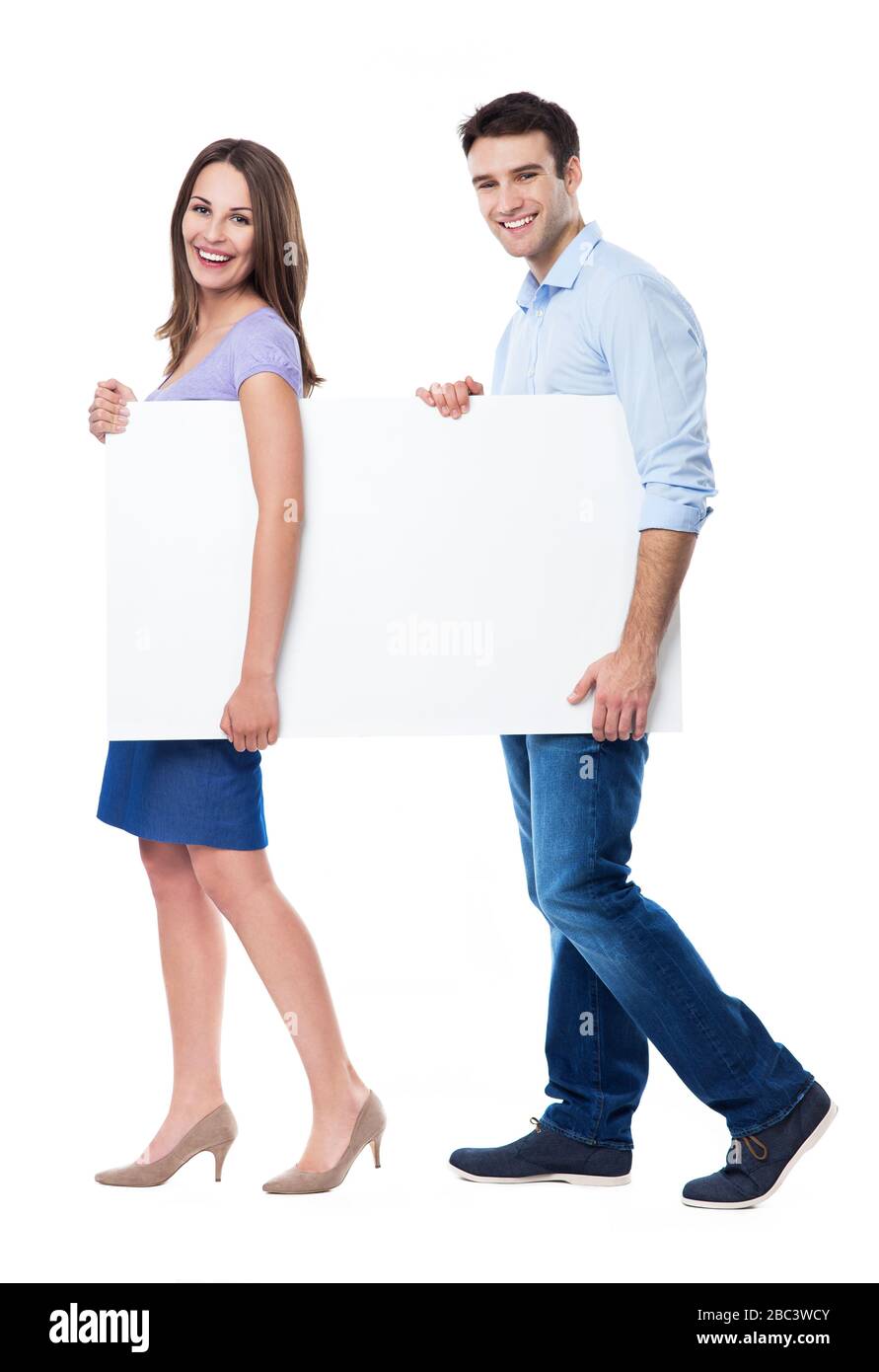 Young couple over white background Stock Photo
