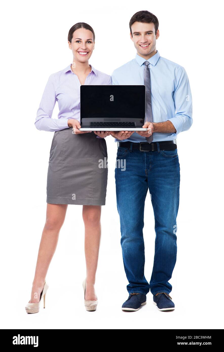 Young couple over white background Stock Photo
