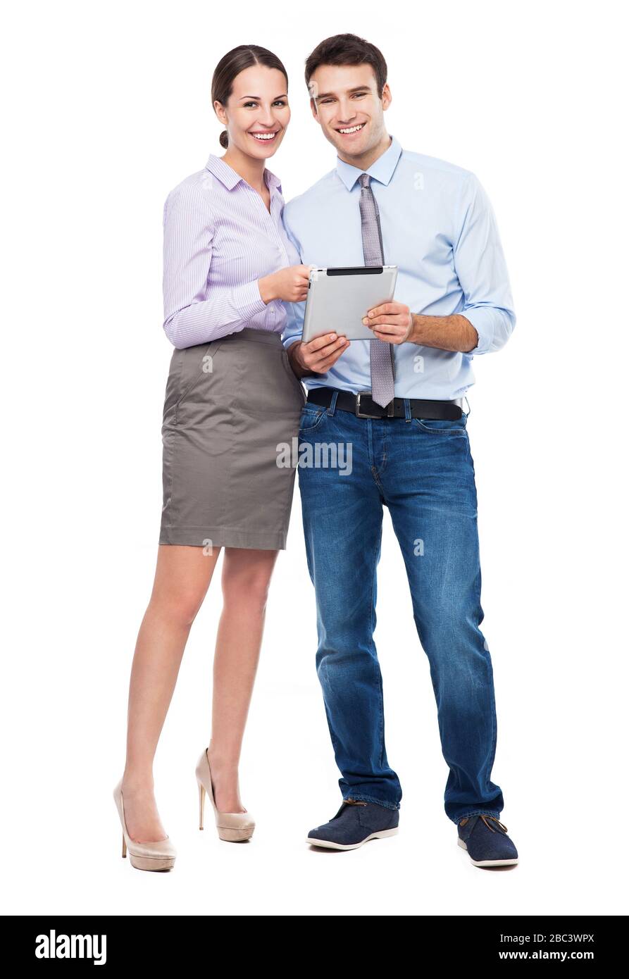 Young couple over white background Stock Photo