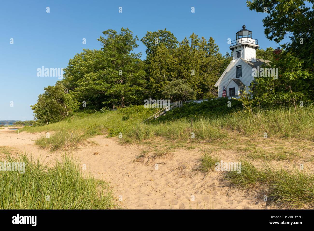 The light house on Old Mission Peninsula in Michigan Stock Photo
