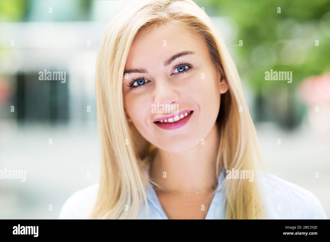 Young businesswoman smiling Stock Photo