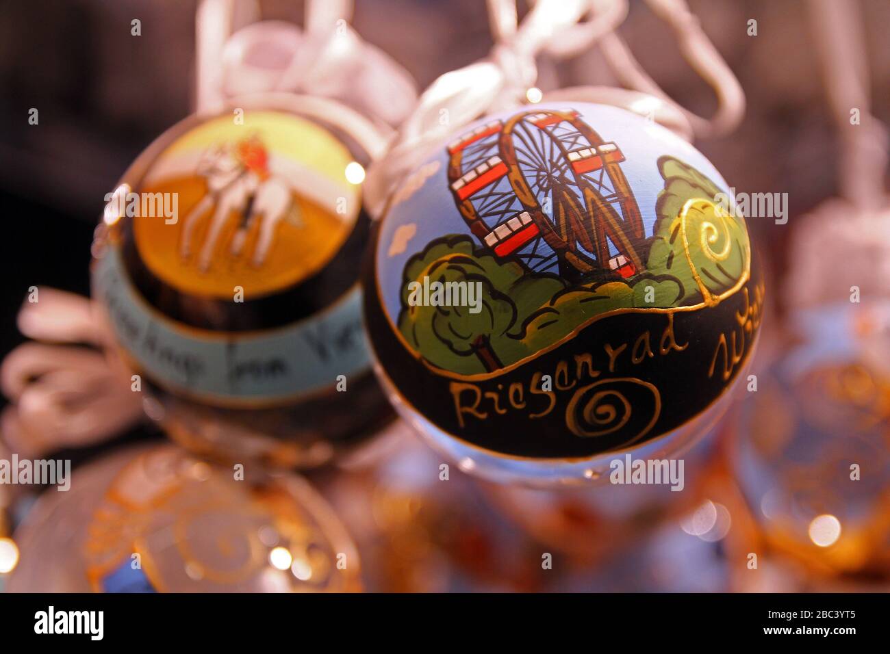 Christmas glass decorations in a Vienna market Stock Photo