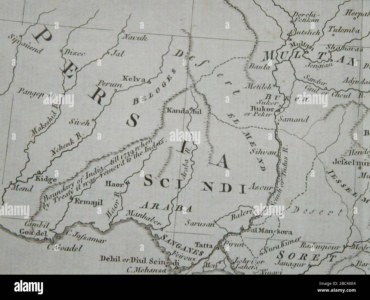 Gulf of Cambay From a map by Thomas Kitchin 1782. Stock Photo