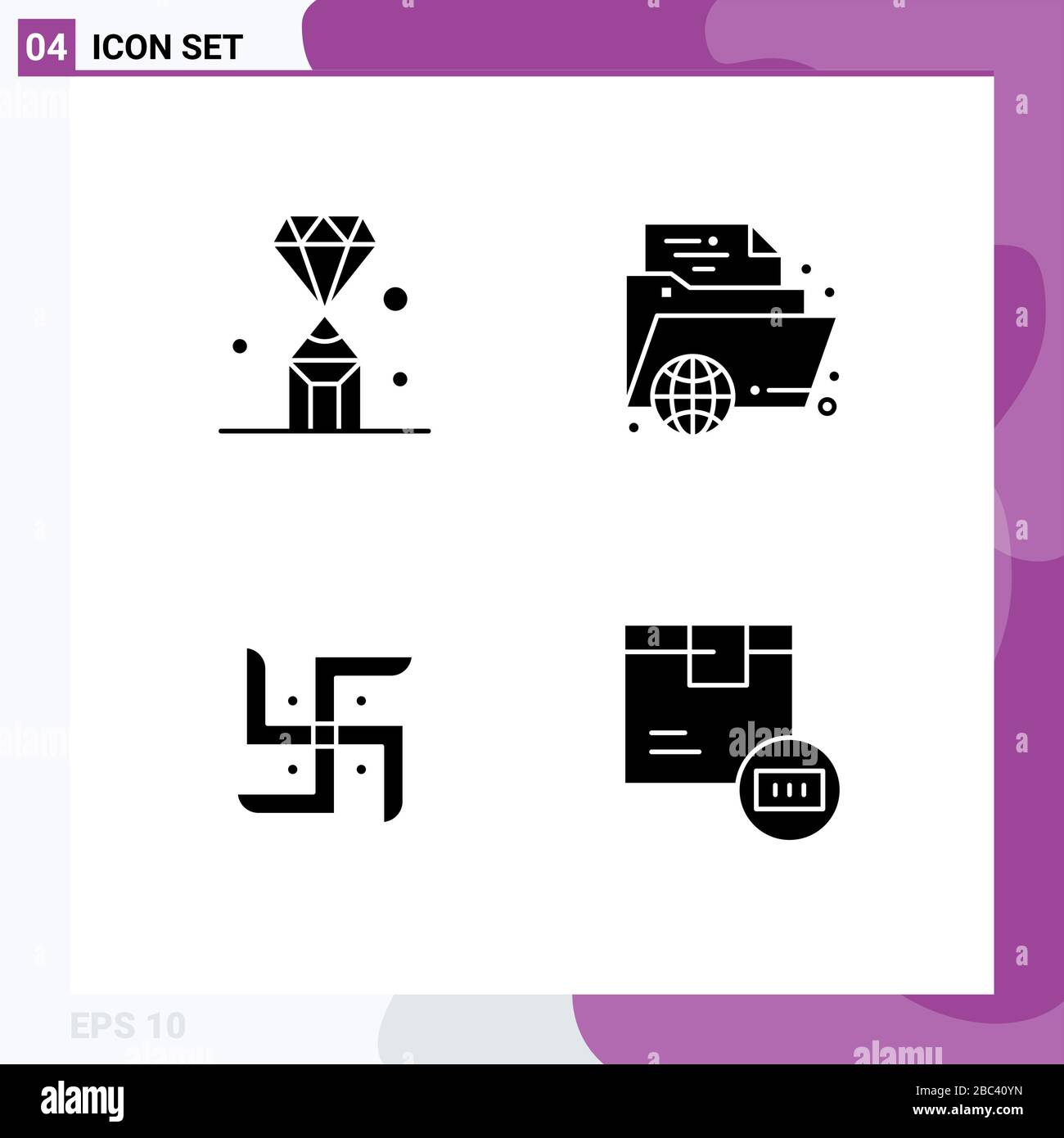 Universal Icon Symbols Group of Modern Solid Glyphs of gems, learning, pen, learning, church Editable Vector Design Elements Stock Vector