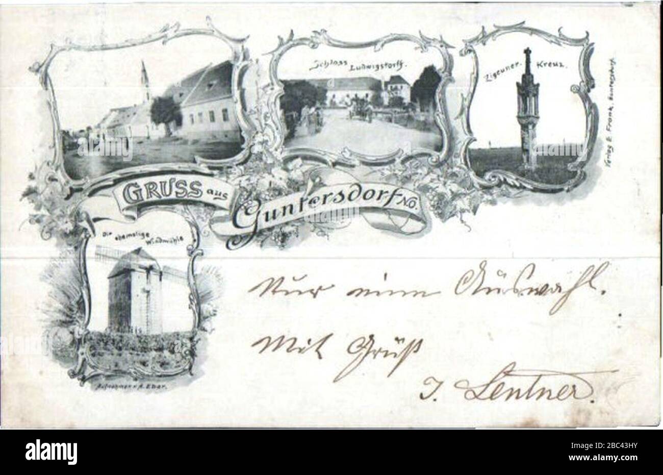 Guntersdorf Postkarte 1900. Stock Photo