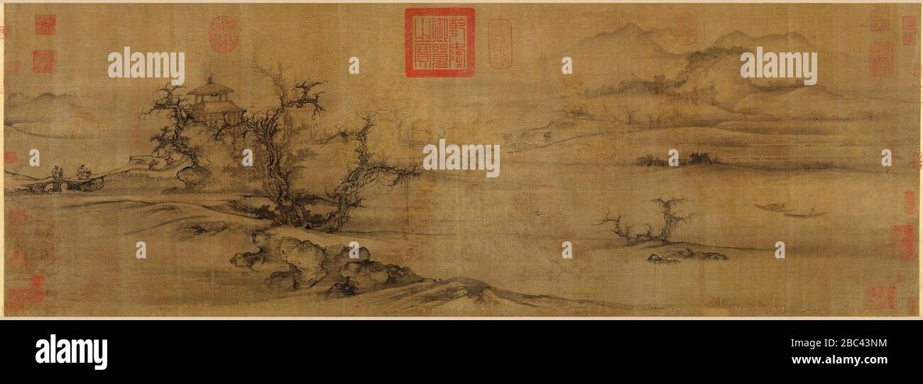 Guo Xi. Old Trees, Level Distance, ca. 1080. Handscroll, Stock Photo