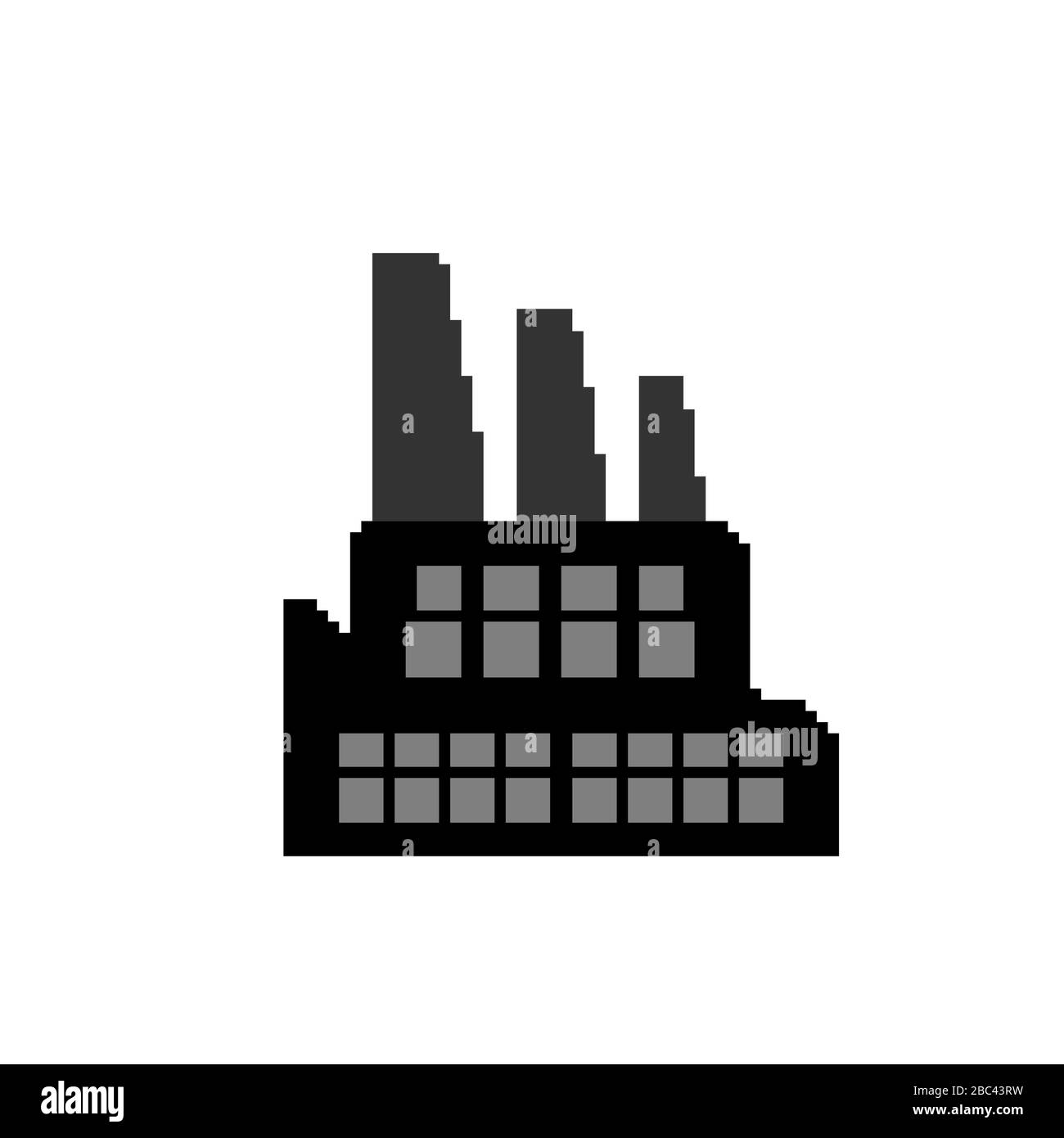 Factory pixel art. plant 8 bit. Pixelate manufactory. vector illustration Stock Vector