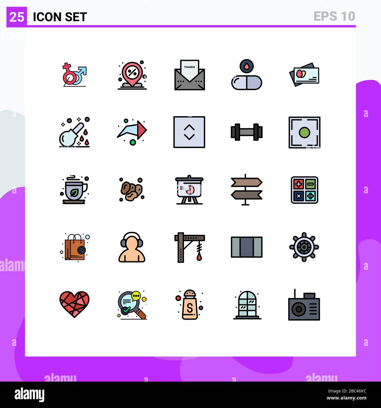 Set of 25 Modern UI Icons Symbols Signs for drop, drug, percent ...