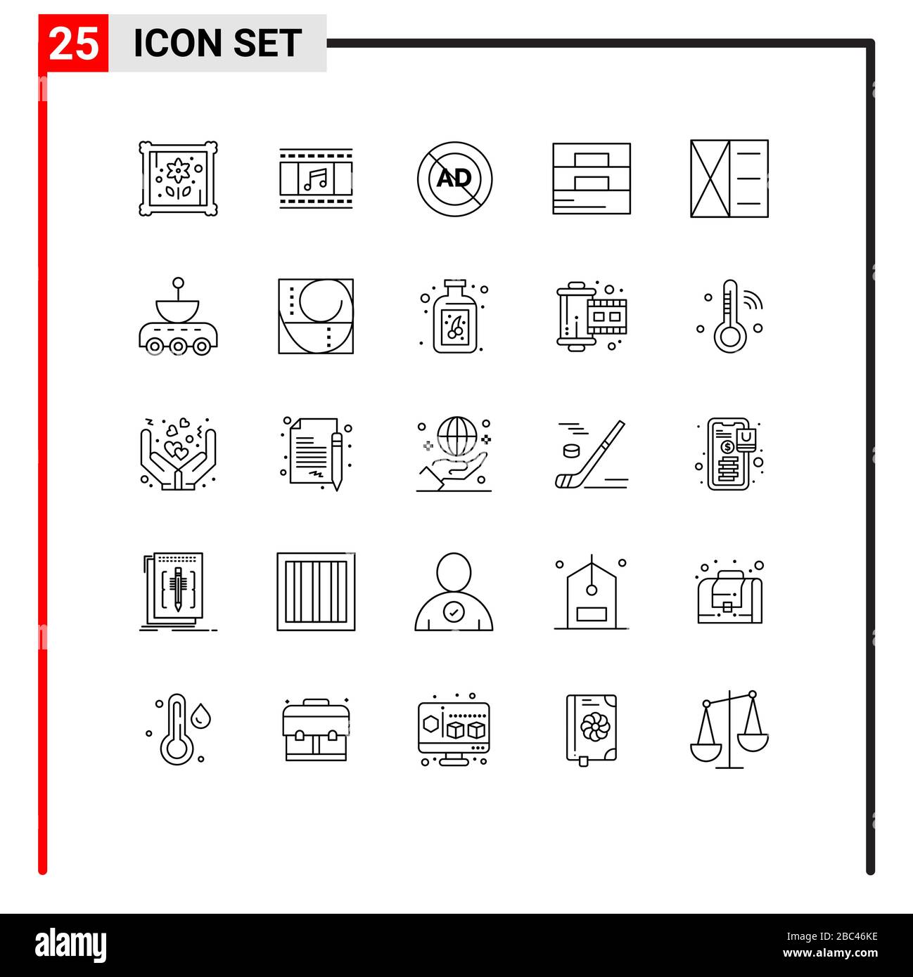Modern Set of 25 Lines and symbols such as satellite, wallet, ad block, man, accessories Editable Vector Design Elements Stock Vector