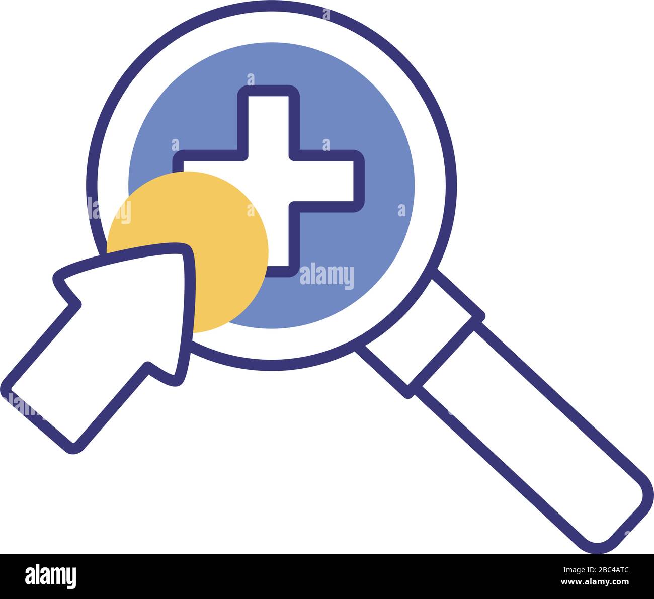 magnifying glass with mouse cursor line style Stock Vector Image & Art