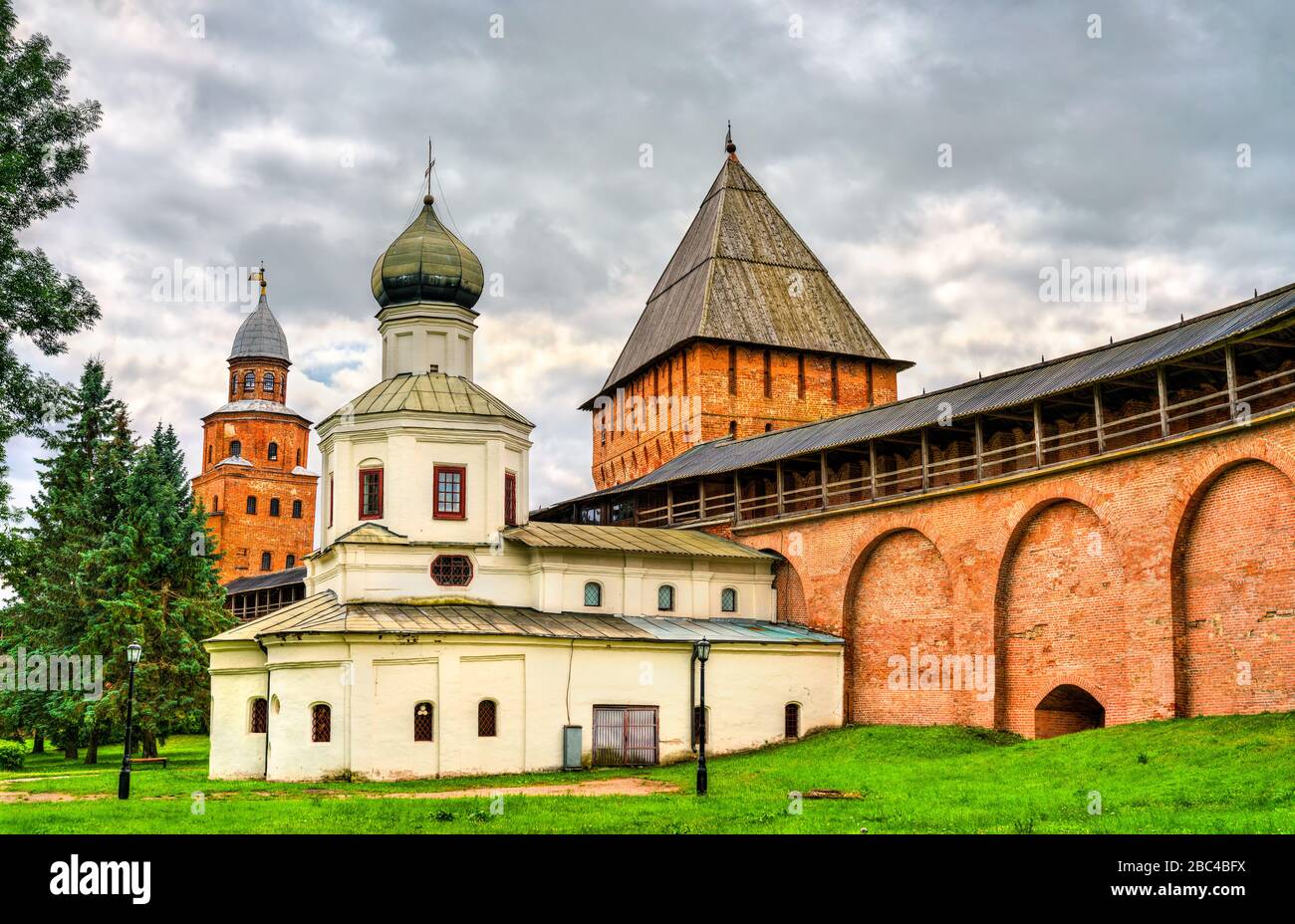 Intercession of the Theotokos Church in Kremlin of Great Novgorod, Russia Stock Photo