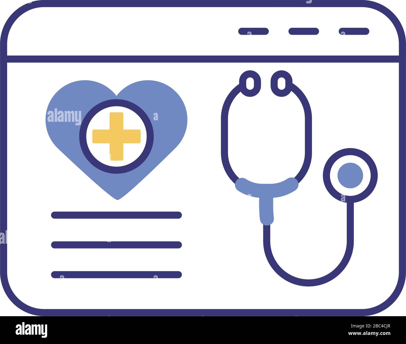 webpage with stethoscope health online line style Stock Vector