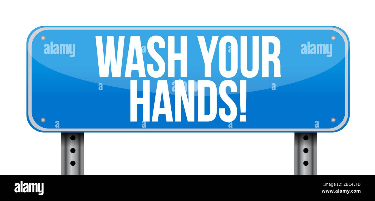 Wash your hands sign illustration design isolated over white Stock Photo