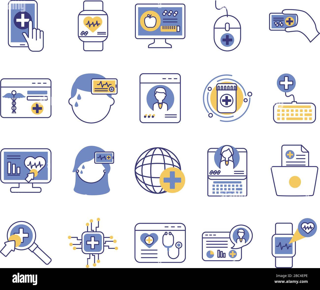 bundle of health online set icons Stock Vector Image & Art - Alamy