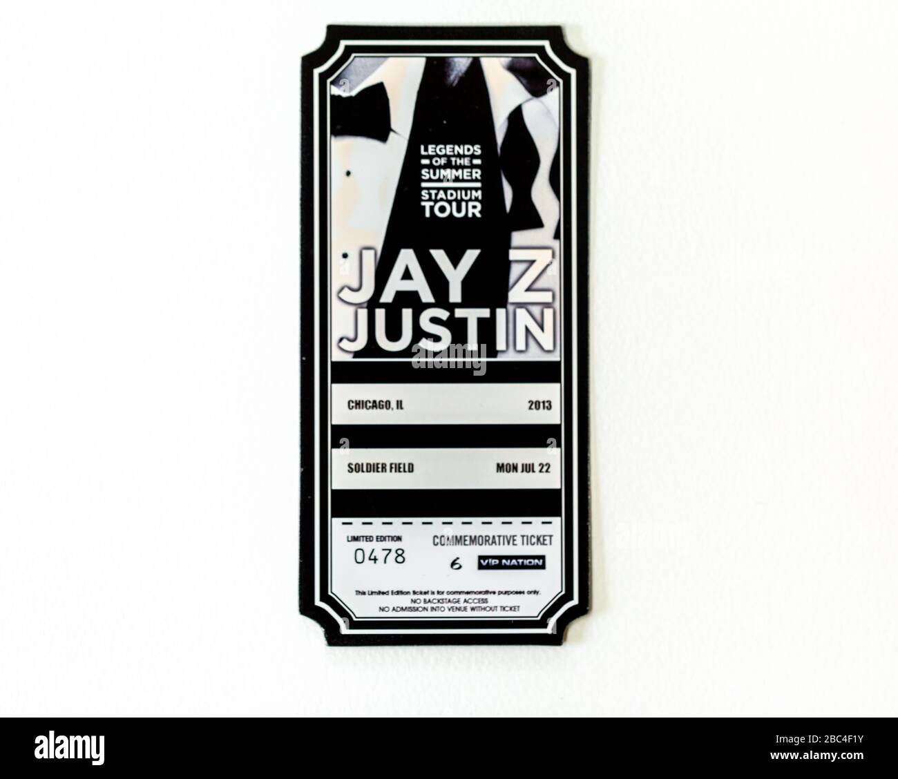 Legends of the Summer Stadium Tour, Jay Z and Justin Timberlake VIP ticket Stock Photo