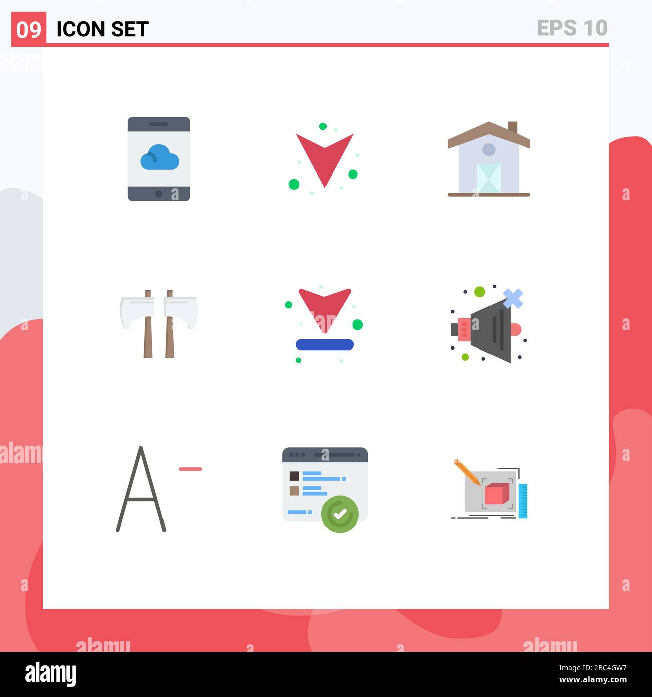 Set of 9 Modern UI Icons Symbols Signs for no, up, canada, arrows, tool Editable Vector Design Elements Stock Vector