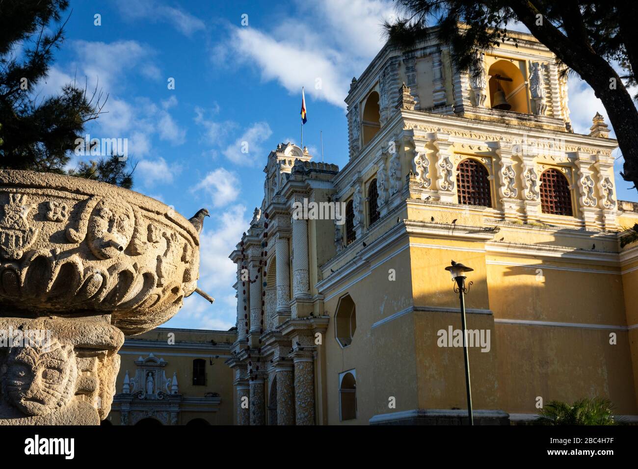 Side view of the Merced Church in Antigua, Guatemala. Stock Photo