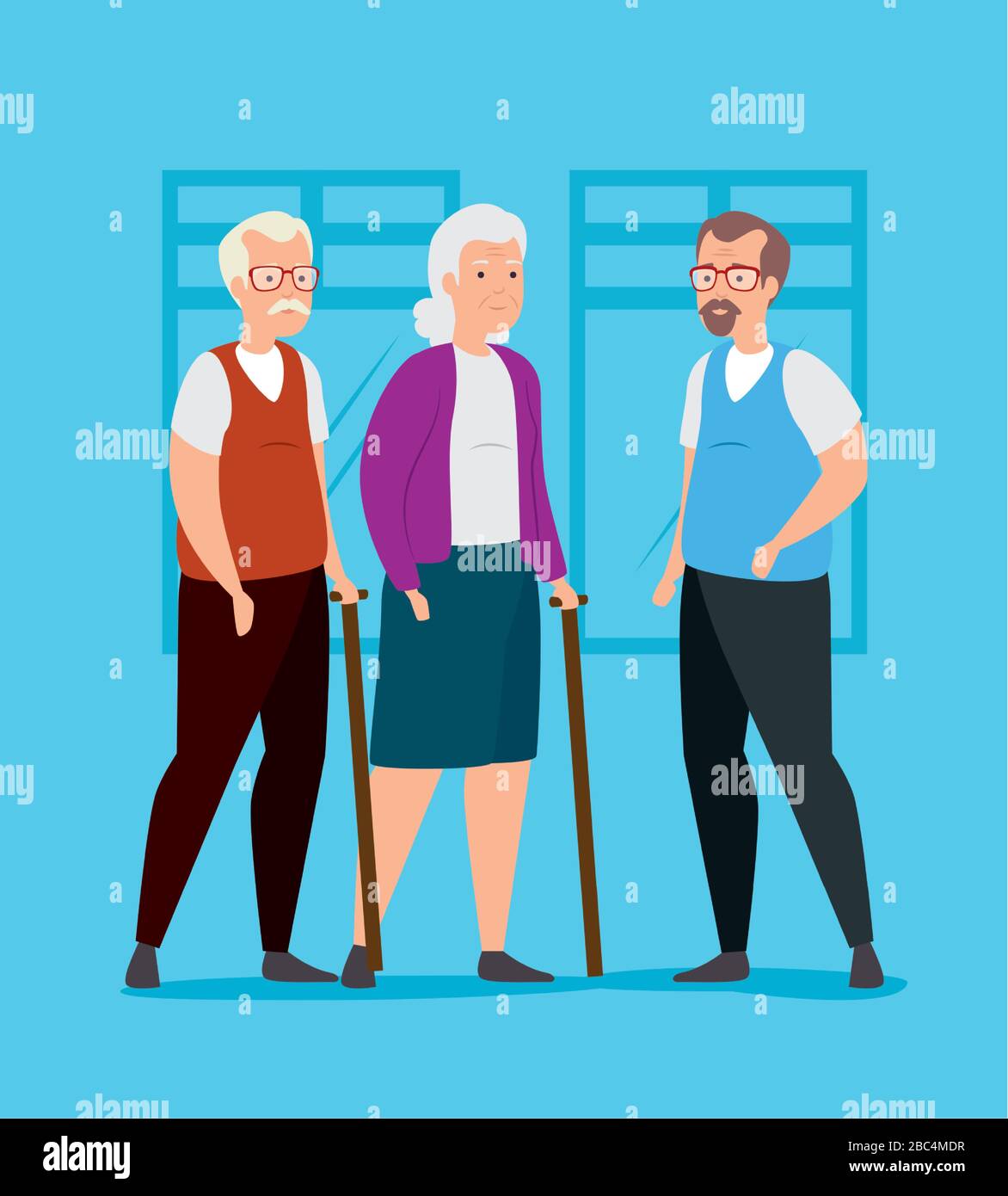 group of old people avatar character Stock Vector