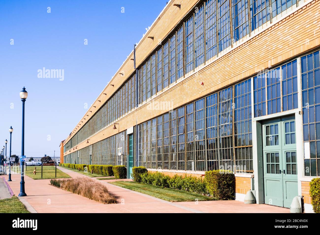 Aug 28, 2017 Richmond / CA / USA - The Craneway Pavilion, part of the old Ford Assembly Plant, will to be converted into a federal medical facility fo Stock Photo