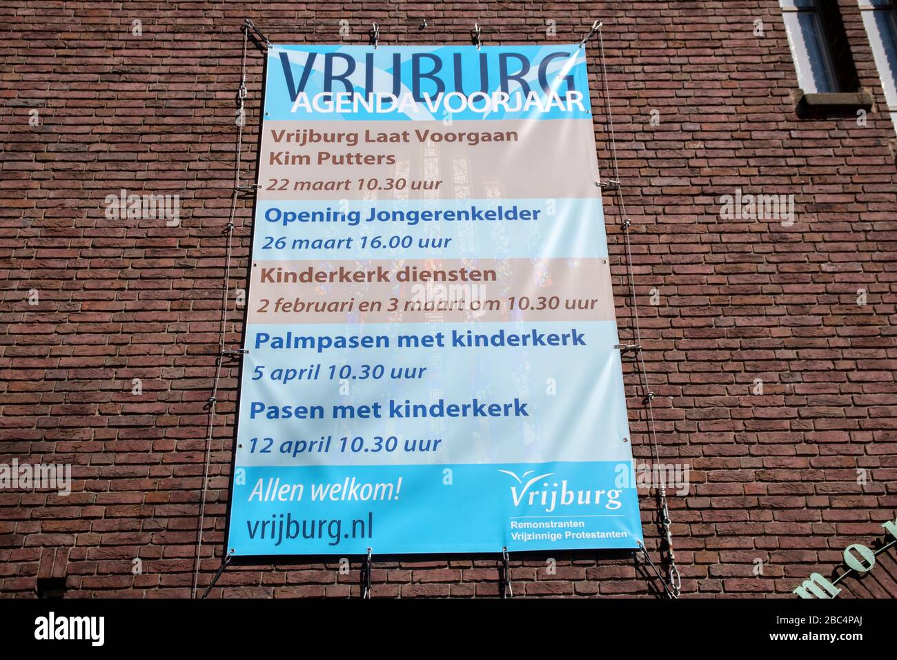 Billboard Vrijburg Church Diepenbrockstraat At Amsterdam The Netherlands 2020 Stock Photo