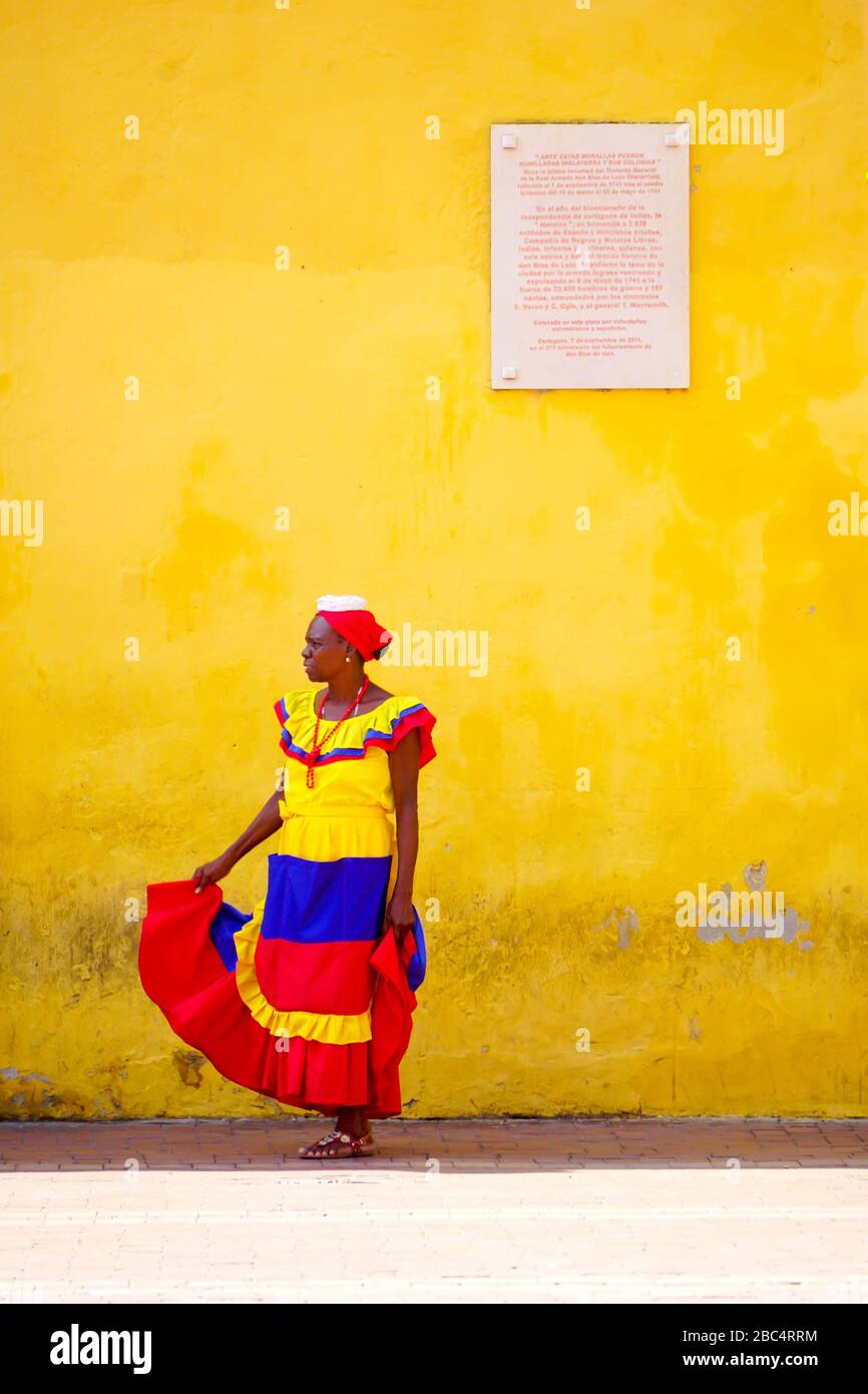 palenquera in the streets of cartagena colombia Stock Photo