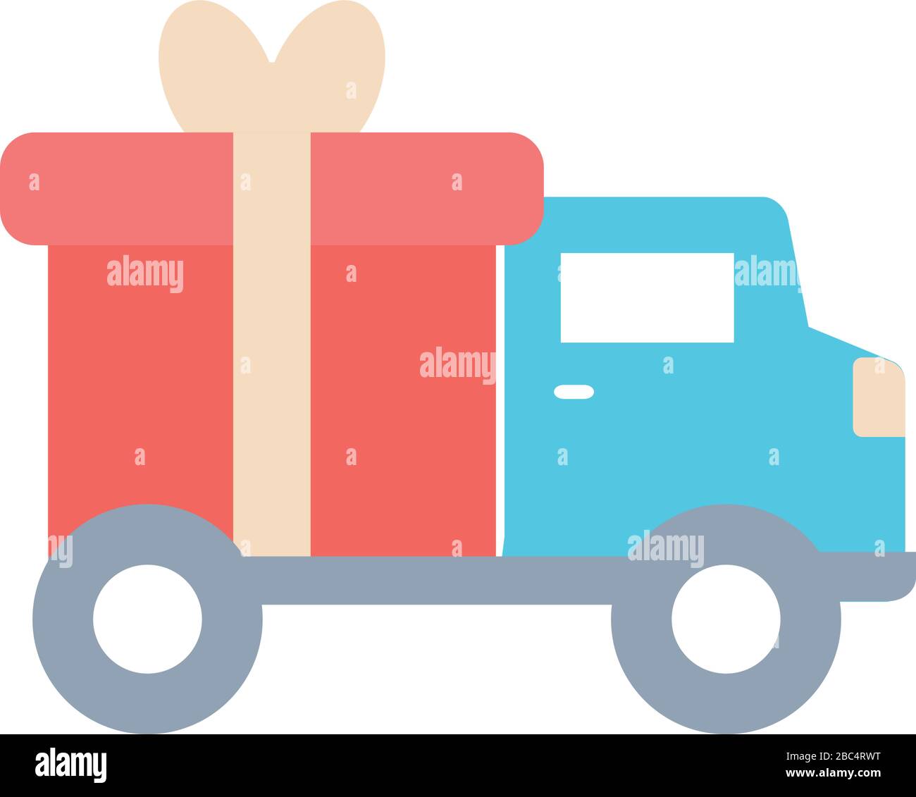 fast delivery concept, cargo truck with gift box icon over white ...