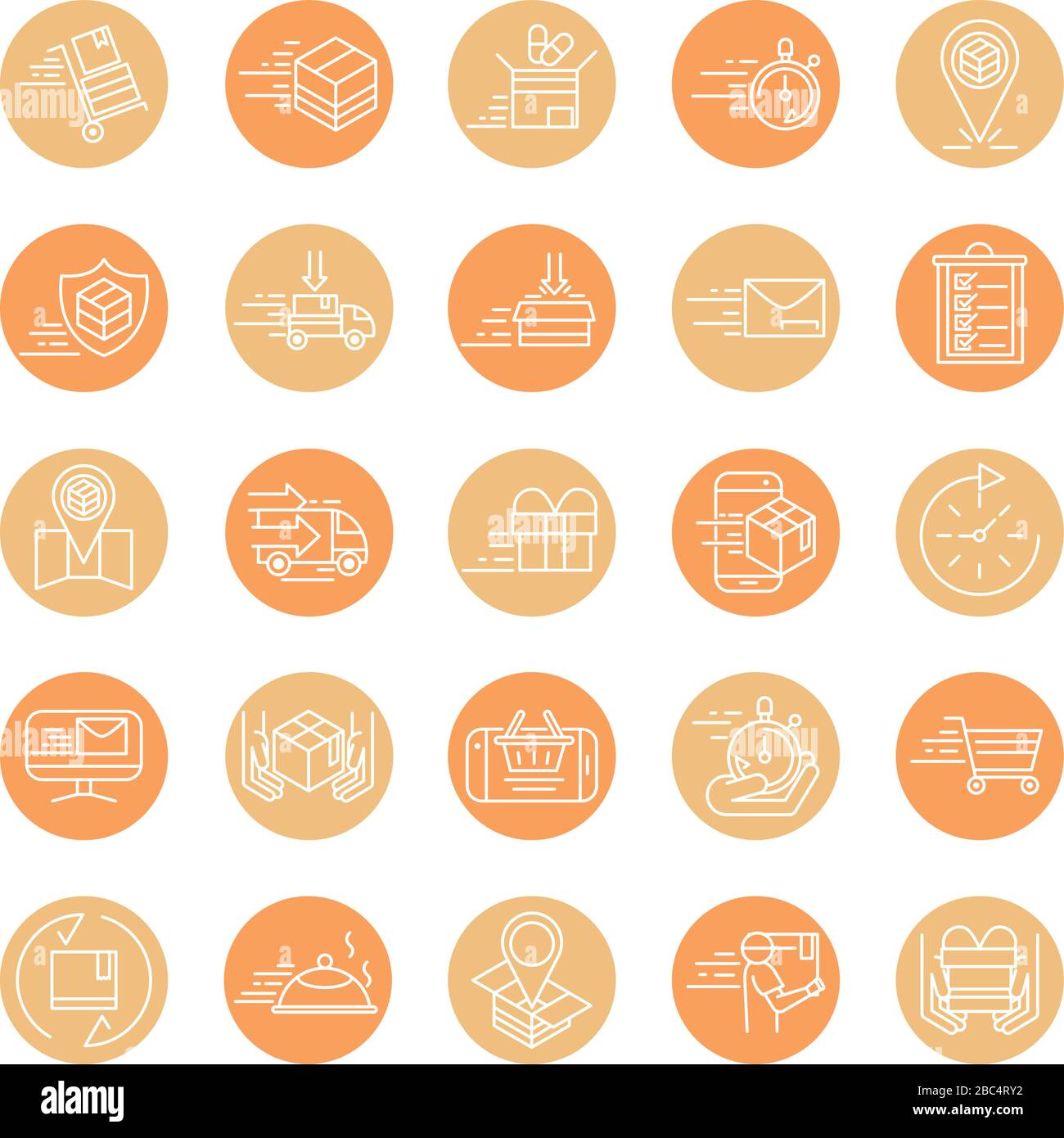 fast delivery cargo shipping commerce business icons set vector ...